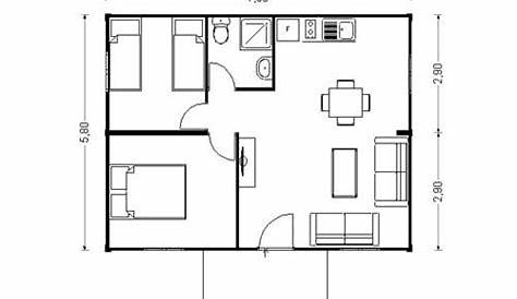 Sencillo Plano Casa Dos Dormitorios Cocina Comedor Baño De De 2 Y 80 Metros Cuadra
