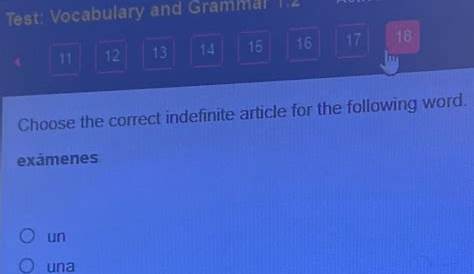 Choose The Correct Indefinite Article For The Following Word. Exámenes Pdf