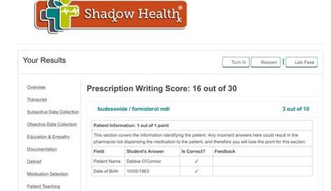 Shadow Health Copd полностью определилась с выбором рецепта на экзамен