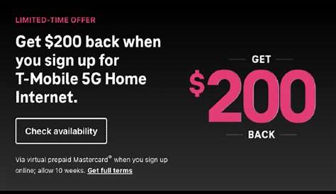 Виртуальная карта Tmobile предлагает 200 предоплаченных Master с 5G Home Deal