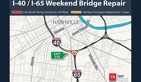Nashville Interstate Closing Tdot объявила о частичном закрытии I65 I40 JCT в центре города