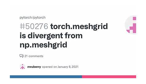 Torch.meshgrid отличается от Np Meshgrid · Выпуск 50276 · Питорч
