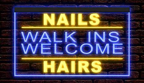 Салон ногтей Walk Ins Welcome S Hairs Led Neon Sign Neon