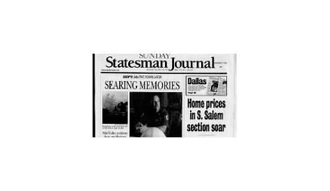 Salem Statesman Journal Obitspitpoint Подробнее о Огайо и Орегоне Газета Фронт-страницы на Национальном штате Огайо