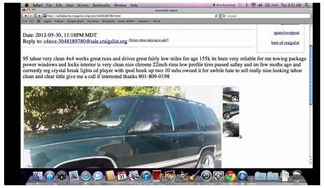 Craigslist Utah Salt Lake City использует грузовики и фургоны для продажи