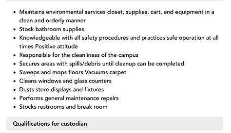 Kaiser Custodian Jobs Описание работы