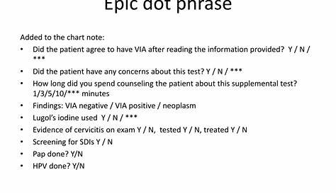 Epic Dot Phrases List Фразы из чит-листа