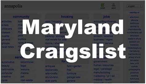 Craigslist Все рабочие места в Мэриленде