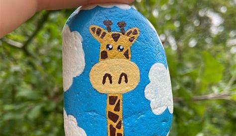 Etsy Rock Art Жираф Стоун Жираф Животные Нарисованы