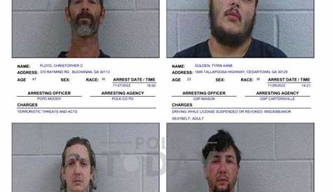 Ежедневный отчет об аресте Polk County Jail Report в понедельник 27 декабря 2021 г.