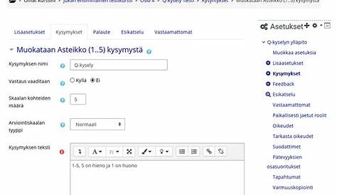 Kysely Updatemany Moodle Opettaja Aktiviteetit Q Ohjeet Suomeksi