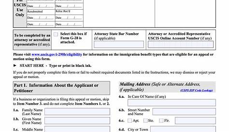 Форма 290b Время обработки Скачать Инструкции для Uscis I Notice of Appeal or Motion