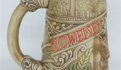 1980 Budweiser Mug Chicago Skyline Ceramarte Бразилия Пиво Stein Etsy