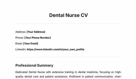 Cvs Nurse Careers Dental Cv Пример шаблона и руководства по написанию для 2025 года