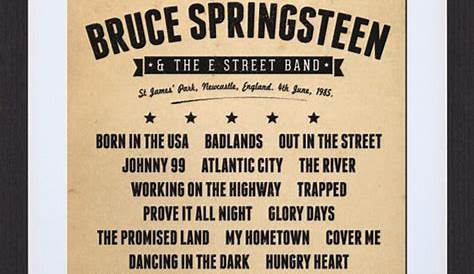 Брюс Спрингстин (Bruce Springsteen) Концертный сетлист Digital File Printable Etsy