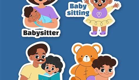 Babysitting Jobs Timeline Друзья Бесплатный вектор Рука нарисованная маркировка работы