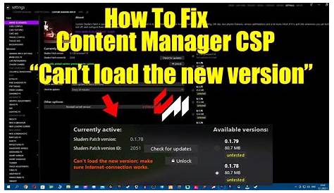 Csp Preview Патч 0.2.4 Исправьте контент-менеджер «не могу загрузить новую версию»