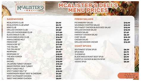 Меню питания Mcalisters Deli Catering Цены на бесплатный чай Mcalister’s + 2024
