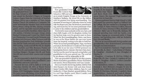 Evansville Press Obituaries Некролог Тимоти Скотта Айви