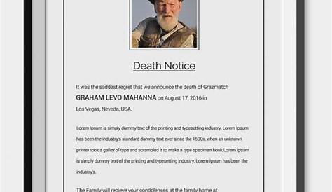 Pnj Death Notices 16+ Печатное слово Excel Pdf Формат Скачать!
