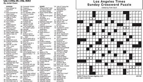 La Times Crossword Corner сегодня Печатные ежедневные головоломки