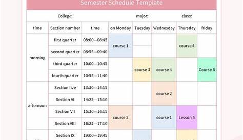 Umkc Semester Расписание школьного расписания Excel Шаблон и Google листы