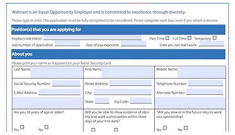 Wal Mart Job Application О заявлении на работу