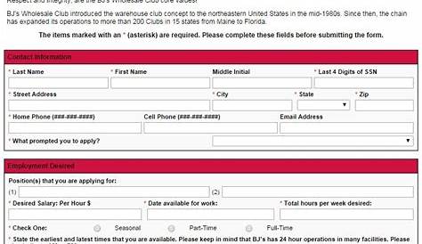 Bjs Job Bj’s Printable Application (Печатное приложение)