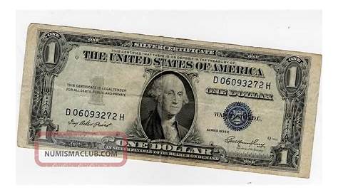 1935 E One Dollar Bill Silvr Crtificat on Srial No D06093272h