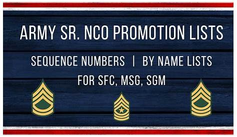 Старший список продвижения Nco Бесплатные ресурсы!