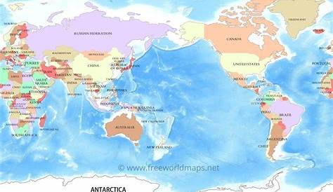 Пограничное отключение интернета Карта мира Лос-Анджелеса Pacific Centered World Map