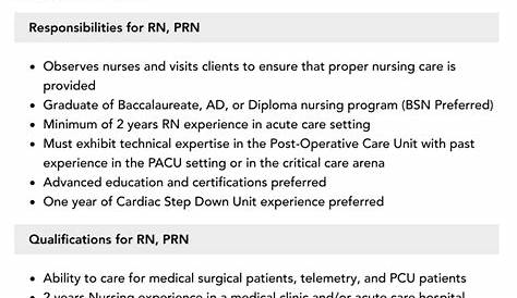 Weekend Prn Rn Jobs Описание работы