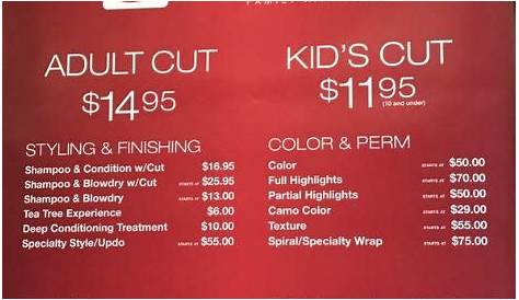 Цены на стрижки Costcutters