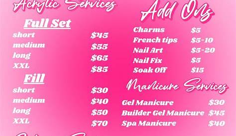 Начало цены на гвоздь Tech A Comprehensive Guide for Aspiring Nail Technicians Templte Price List Cnv Templte Business Etsy